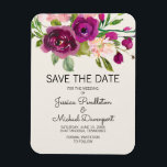 Plum Blush Floral Wedding Save Date Magnet<br><div class="desc">Elegant,  botanical plum purple and blush pink watercolor floral on ivory wedding Save the Date magnet.  Contact us for help with customisation and matching products.</div>