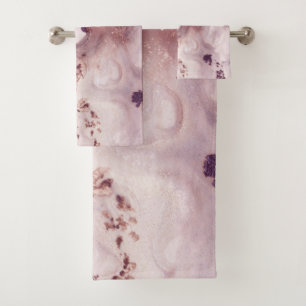 Plum Blush Ink Marble Glam #1 #wall #decor #art  Bath Towel Set