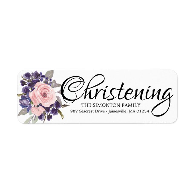 Plum Blush Pink Floral Return Address Labels (Front)