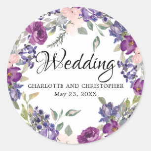 Plum Blush Purple Floral Wedding Envelope Seal