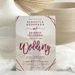 Plum boho frame simple photo script wedding invitation<br><div class="desc">A modern and simple 2 photos wedding invitation with a white overlay,  red burgundy plum border frame and elegant script font,  add 2 of your favourite photo. A simple and elegant contemporary style wedding.</div>