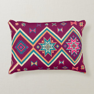 Plum Boho Southwestern Geometric Folk Art Pattern Decorative Cushion