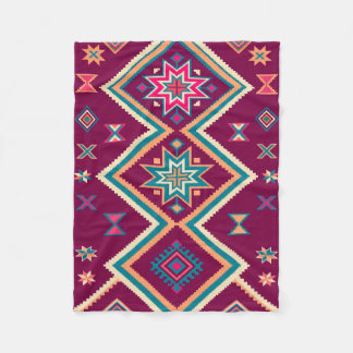 Plum Boho Southwestern Geometric Folk Art Pattern Fleece Blanket