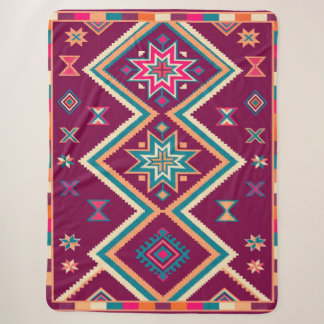 Plum Boho Southwestern Geometric Folk Art Pattern Sherpa Blanket