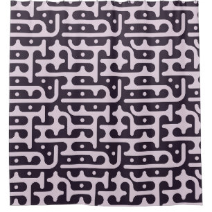 Plum Bold Mid Century Organic Geometric Bubbles Shower Curtain