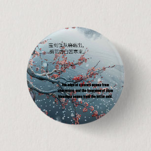 plum bossom 3 cm round badge