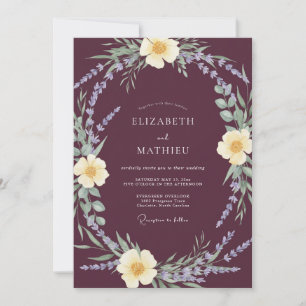 Plum Botanical Flourish Wedding Invitation