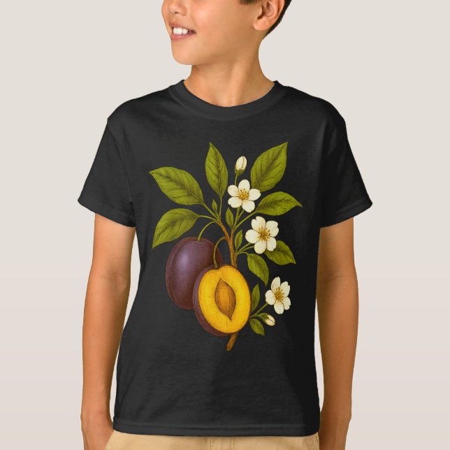 Plum Botanical Fruit Graphic Orchard Farm Nature A T-Shirt (Front)