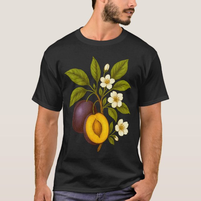 Plum Botanical Fruit Graphic Orchard Farm Nature A T-Shirt (Front)