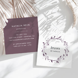 Plum Botanical Wreath Square Business Card