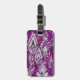 Plum Brave Feather Tribal Print Luggage Tag