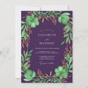 Plum Bronze Foliage Eucalyptus Wedding Invitation