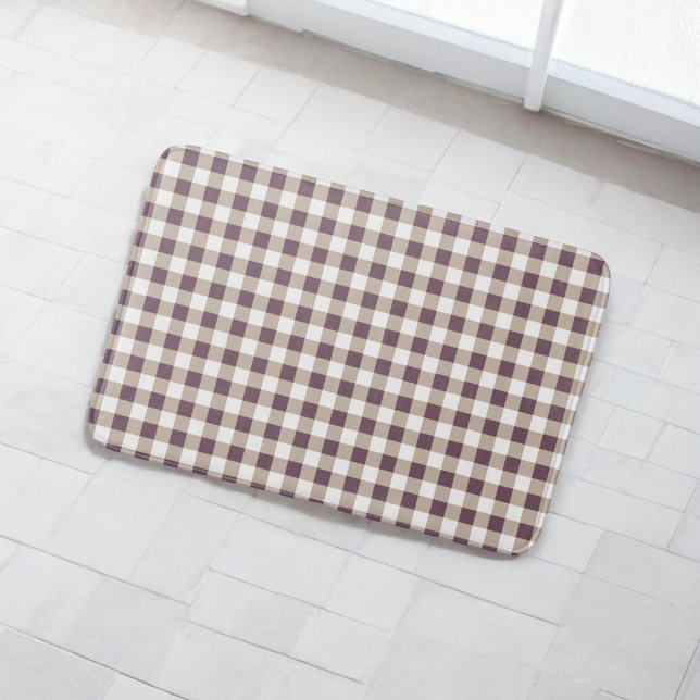 Plum Buffalo Plaid Elegant Bathroom Decor Bath Mat (Creator Uploaded)