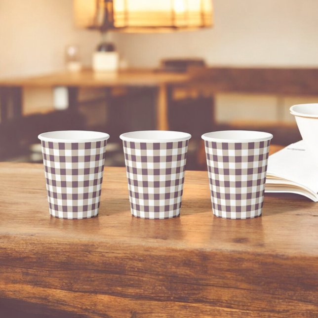 Plum Buffalo Plaid Holiday Paper Cups (Creator Uploaded)