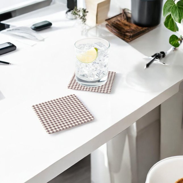Plum Buffalo Plaid Holiday Square Paper Coaster (Creator Uploaded)