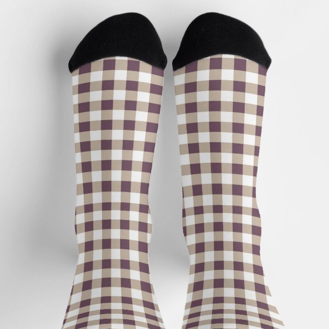 Plum Buffalo Plaid Socks for Cosy Holiday Style (Top)
