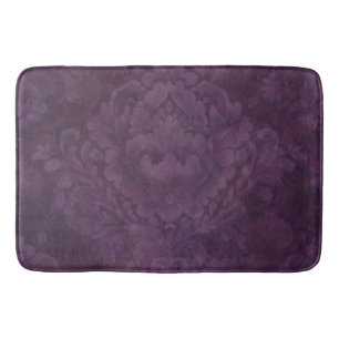 Plum burgundy dark dramatic scroll design bath mat