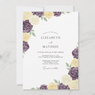Plum Butter Ranunculus Eucalyptus Wedding Invitation