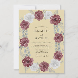 Plum Butter Rose Wedding Invitation