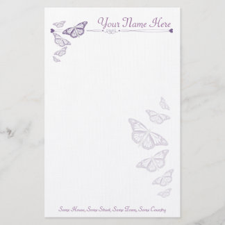 Plum Butterfly Personalised Note Paper