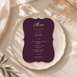 Plum Calligraphy Die-Cut Wedding Menu Invitation