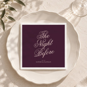 Plum Calligraphy Rehearsal Dinner Napkins