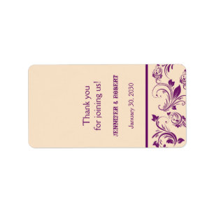 Plum Champagne Scroll Wedding Lip Balm Label