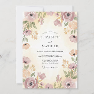 Plum Champagne Wildflower Wedding Invitation
