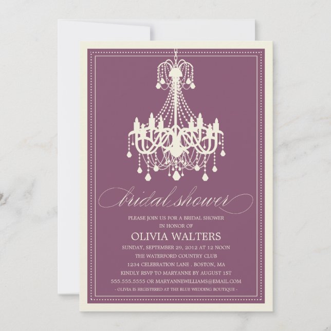 PLUM CHANDELIER | BRIDAL SHOWER INVITATION (Front)