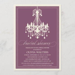 PLUM CHANDELIER   BRIDAL SHOWER INVITATION