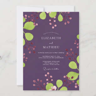 Plum Chartreuse Berry Wedding Invitation