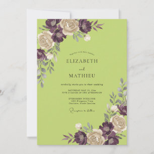 Plum Chartreuse Painted Wedding Invitation