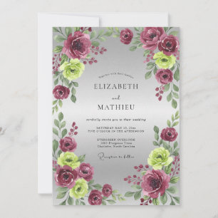 Plum Chartreuse Petal Wedding Invitation