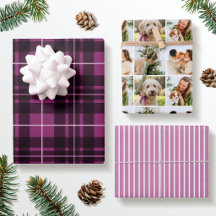 Plum Christmas Plaid Custom Photo Holiday