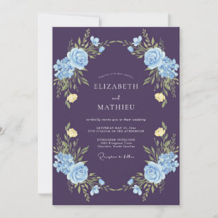 Plum Cornflower Vine Wedding Invitation