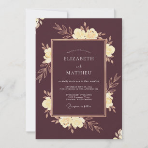 Plum Cream Blossom Wedding Invitation