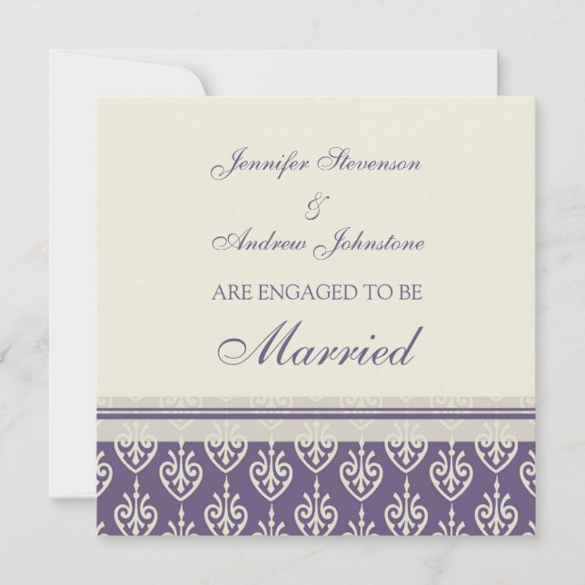 Plum Cream Engagement Announcement Cards (Front)