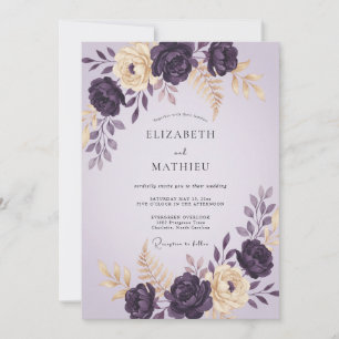 Plum Cream Peony Wedding Invitation