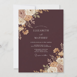 Plum Cream Petal Wedding Invitation