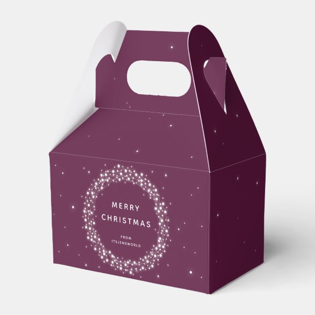 Plum Custom Message Sparkling Lights Christmas Favour Box (Front Side)