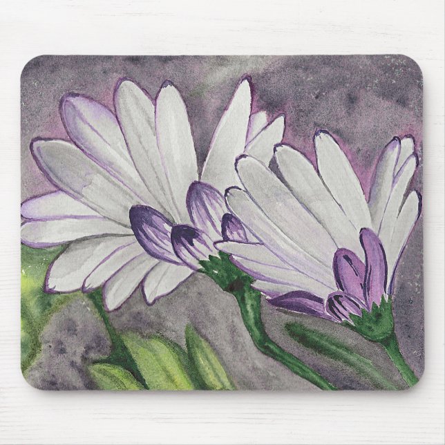 Plum daisy flowers mouse mat (Front)