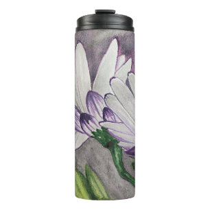 Plum daisy flowers thermal tumbler