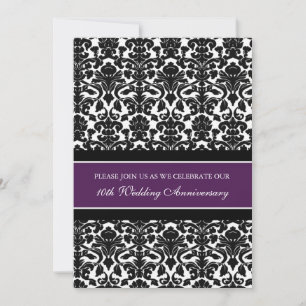 Plum Damask 10th Anniversary Party Invitation