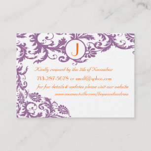 Plum Damask Orange  Response and Website Cards