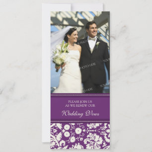 Plum Damask Photo Wedding Vow Renewal Invitations