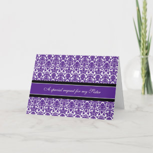 Plum Damask Sister Maid of Honor Invitation