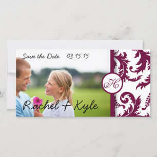 Plum Damask Swirls Save the Date