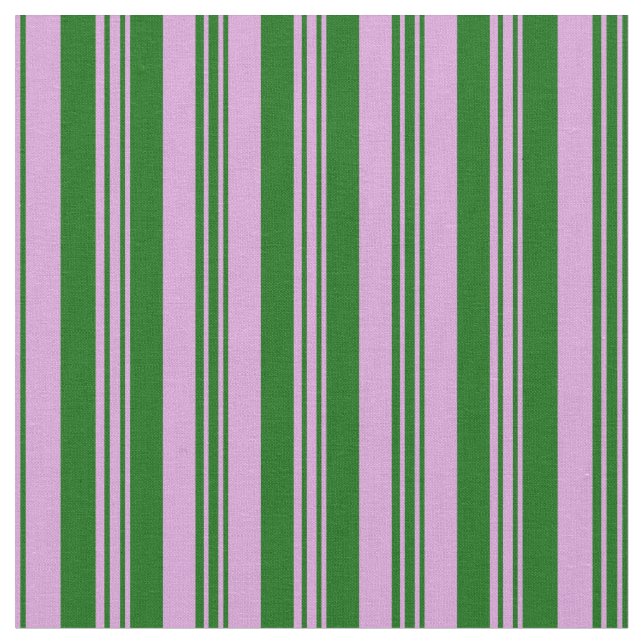 Plum & Dark Green Lined/Striped Pattern Fabric (Close Up)