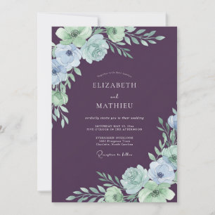 Plum Delicate Blossom Wedding Invitation
