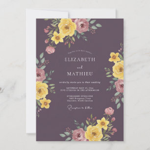 Plum Delicate Floral Bloom Wedding Invitation